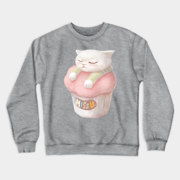 Cute Kitten Cupcake Crewneck Sweatshirt by zkozkohi